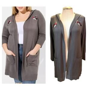 Torrid 1 (1X 14/16) Disney Mickey Minnie Mouse Heart Hooded Cardigan Sweater Top